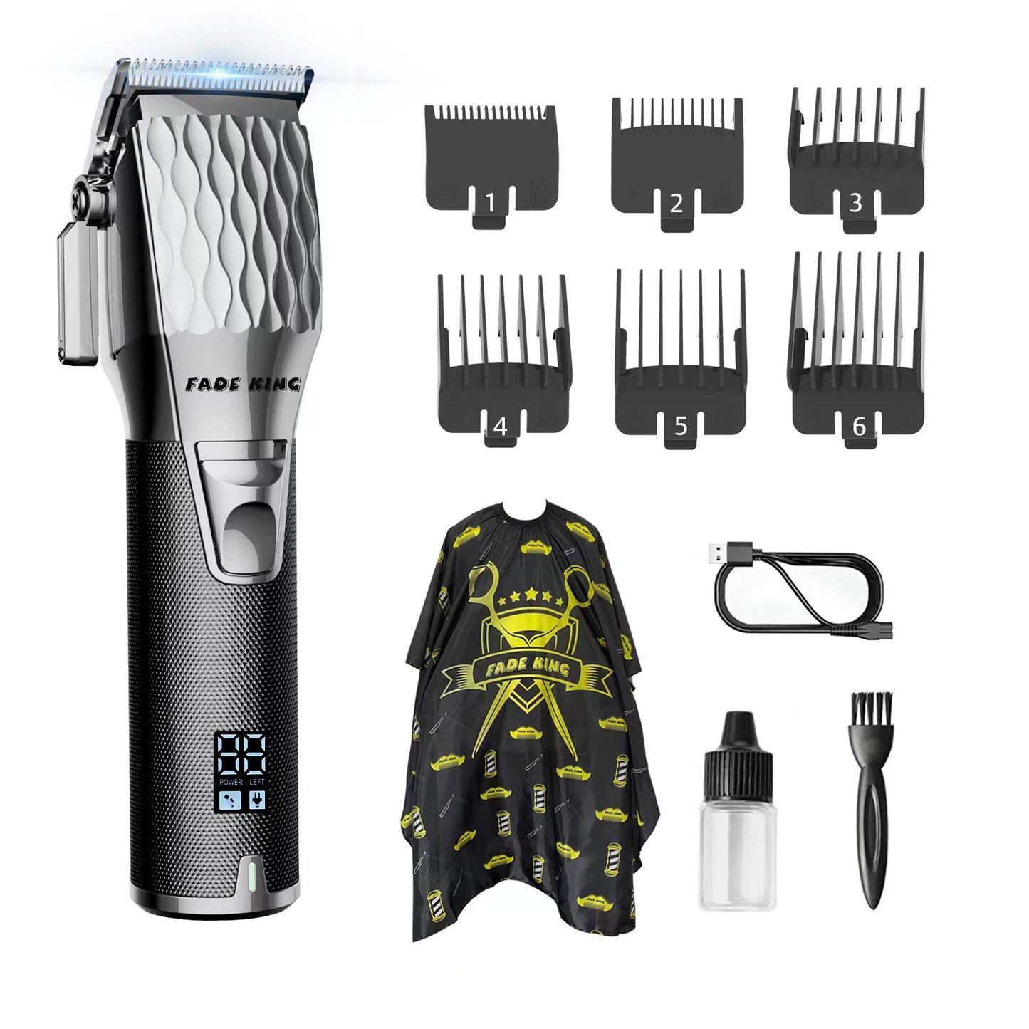 FADEKING Professional Hair Clippers for Men - Commercial Cordless Barber Clippers for Hair Cutting, Rechargeable Hair Beard Trimmer with LED Display & Quality Travel Storage Case (Gold)