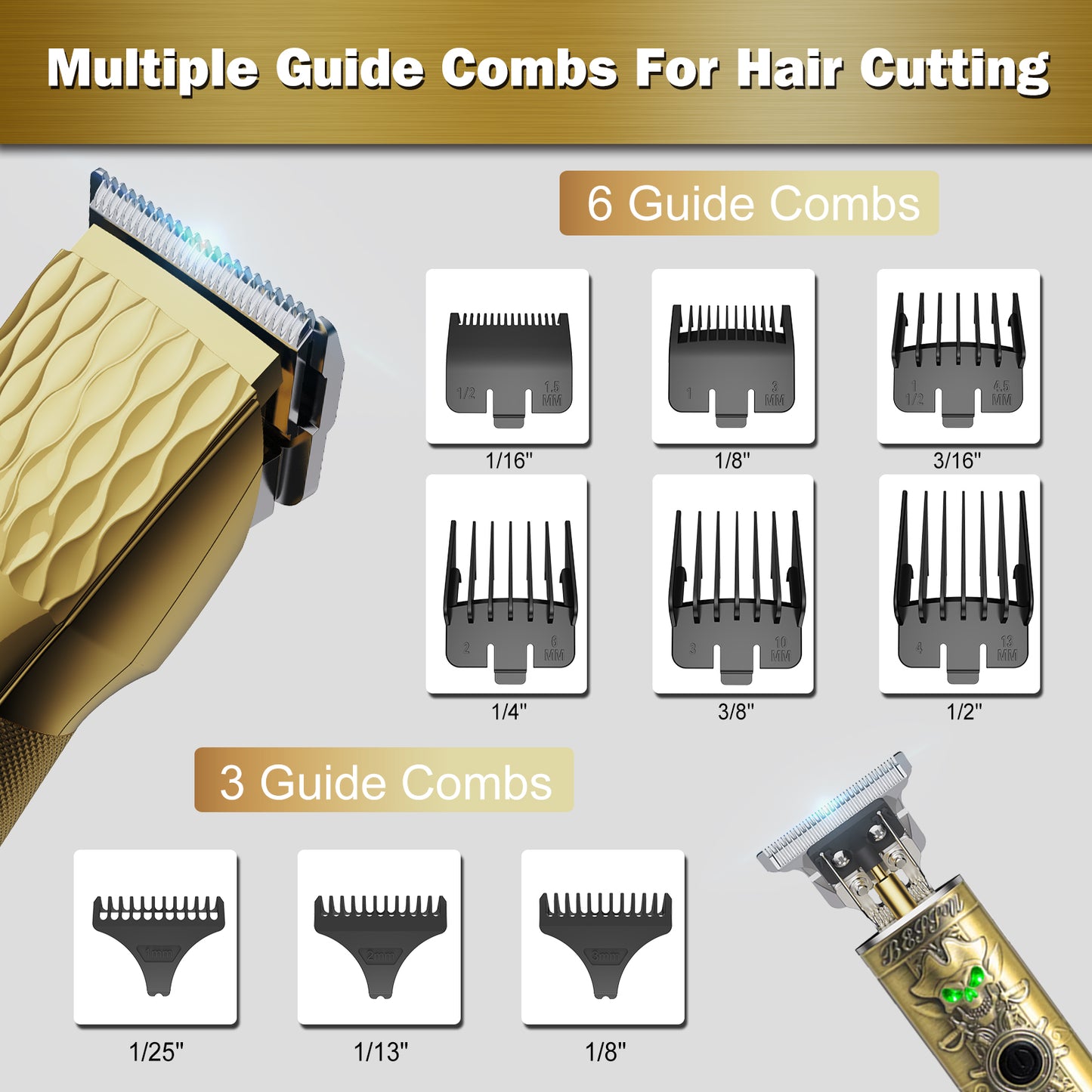 FADEKING Professional Men's Hair Clippers and Trimmer Set - Cordless Hair Clippers for Men, LCD Display Barber Clippers for Hair Cutting, Rechargable Beard T Outliner Trimmers Haircut Grooming Kit