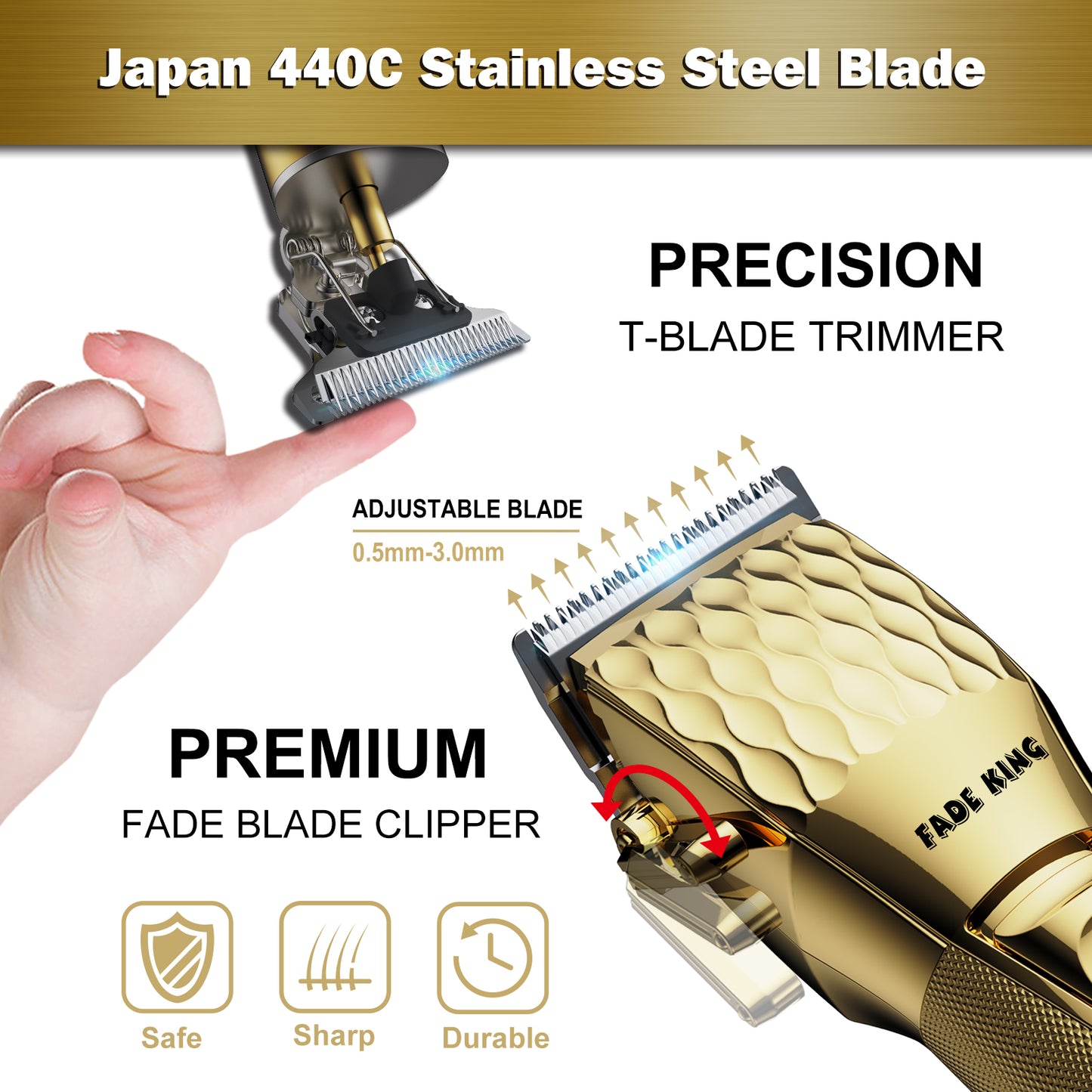 FADEKING Professional Men's Hair Clippers and Trimmer Set - Cordless Hair Clippers for Men, LCD Display Barber Clippers for Hair Cutting, Rechargable Beard T Outliner Trimmers Haircut Grooming Kit