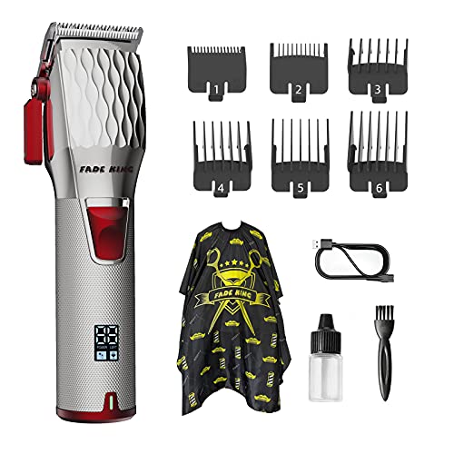 FADEKING Professional Hair Clippers for Men - Commercial Cordless Barber Clippers for Hair Cutting, Rechargeable Hair Beard Trimmer with LED Display & Quality Travel Storage Case (Gold)