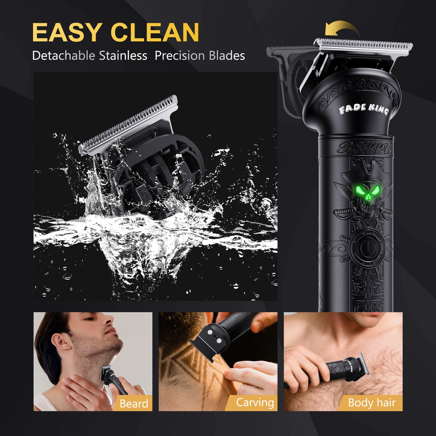 FADEKING® Professional Hair Clippers for Men - Cordless Beard Trimmer for Men, LCD Display Hair Clippers and Trimmer Set for Barber Haircut & Mens Grooming with Travel Case(Black)