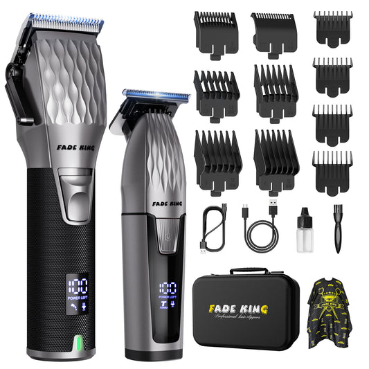 FADEKING® Pro Hair Clipper & Trimmer Set - 2600mAh Cordless Clippers, Zero-Gap Trimmer, 7000RPM Motor, Self-Sharpening Blades, Storage Case - Perfect for Fades & Beard Grooming