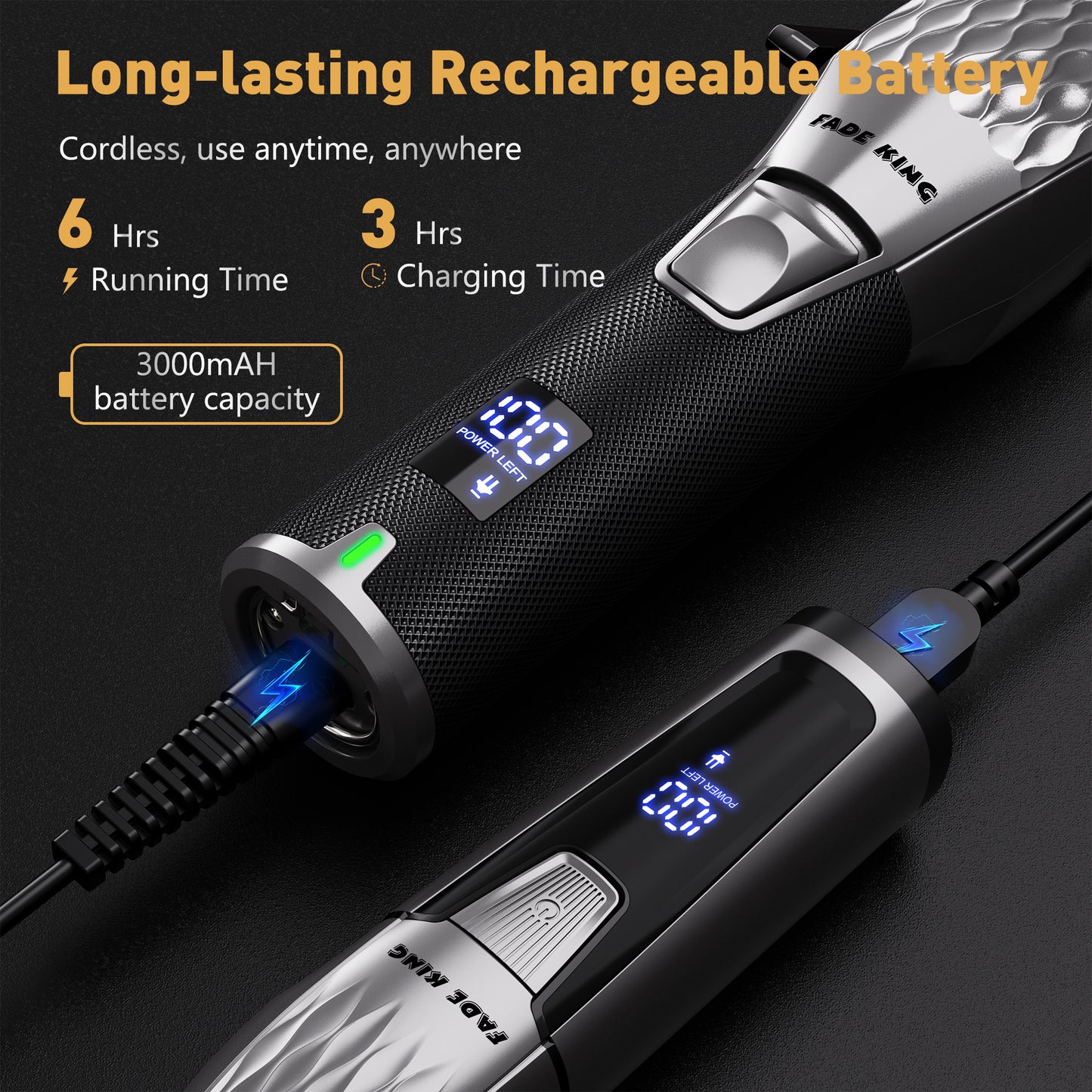 FADEKING® Pro Hair Clipper & Trimmer Set - 2600mAh Cordless Clippers, Zero-Gap Trimmer, 7000RPM Motor, Self-Sharpening Blades, Storage Case - Perfect for Fades & Beard Grooming