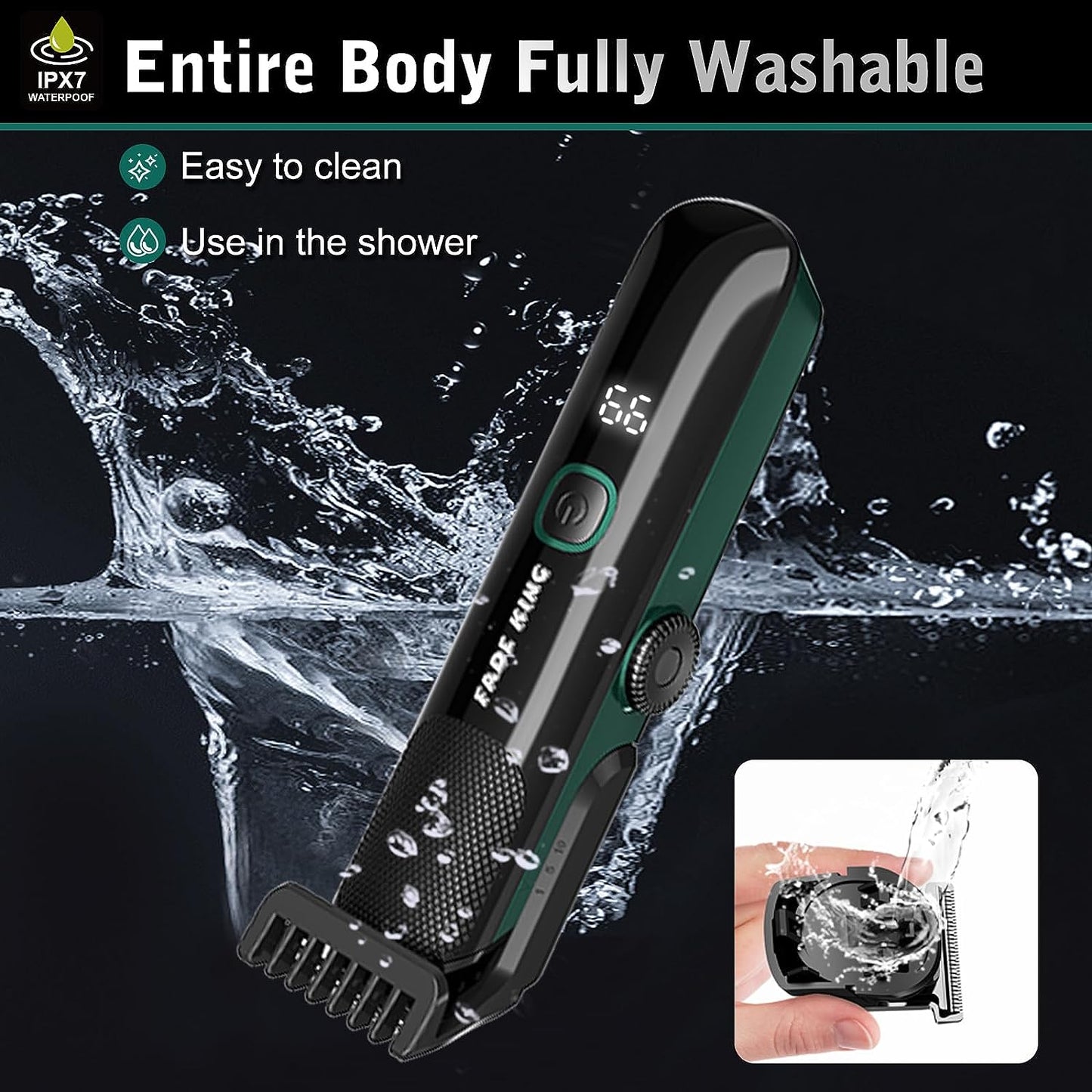 FadeKing All-in-One Beard Trimmer Set - Waterproof Men's Grooming Kit with 20 Length Settings, Adjustable Blade Wheel, and Travel Case for Perfect Beard, Face, Nose, and Ear Trimming - Ideal Gift for Him
