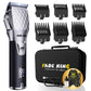 FADEKING Professional Hair Clippers for Men - Cordless Barber Clippers for Hair Cutting, Rechargeable Hair Beard Trimmer with LED Display & Quality Travel Storage Case (Silver Black)