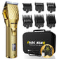 FADEKING Professional Hair Clippers for Men - Commercial Cordless Barber Clippers for Hair Cutting, Rechargeable Hair Beard Trimmer with LED Display & Quality Travel Storage Case (Gold)