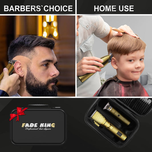 FADEKING Professional Men's Hair Clippers and Trimmer Set - Cordless Hair Clippers for Men, LCD Display Barber Clippers for Hair Cutting, Rechargable Beard T Outliner Trimmers Haircut Grooming Kit