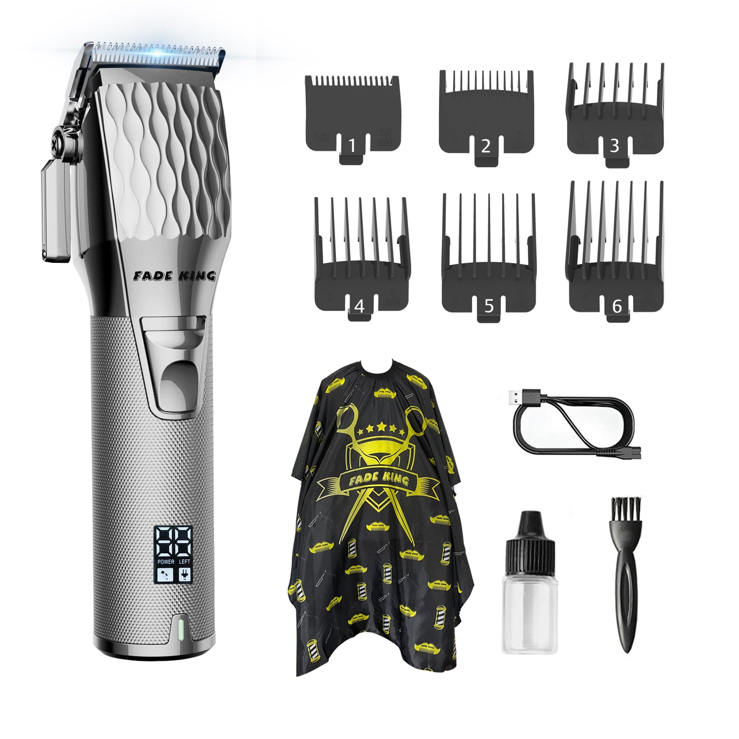 FADEKING Professional Hair Clippers for Men - Commercial Cordless Barber Clippers for Hair Cutting, Rechargeable Hair Beard Trimmer with LED Display & Quality Travel Storage Case (Gold)