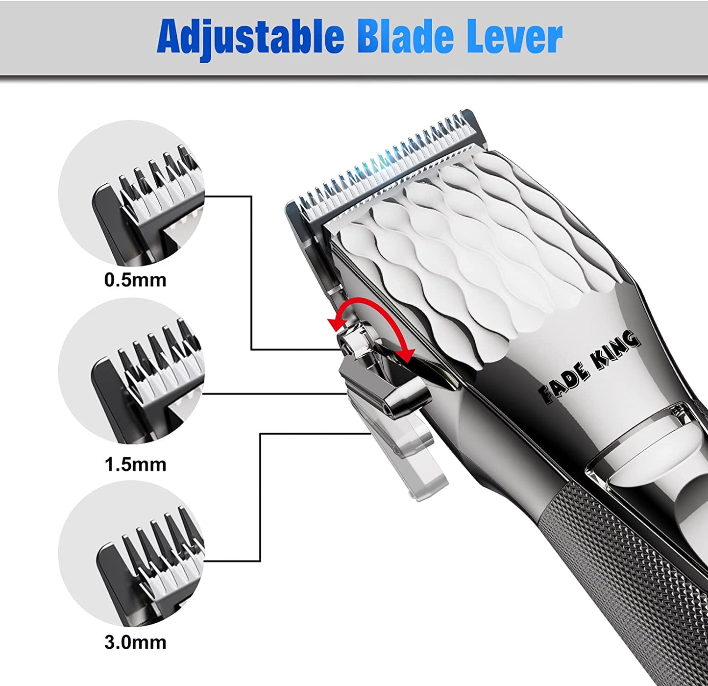 FADEKING Professional Hair Clippers for Men - Best Men's electric hair clippers, Rechargeable Hair Beard Trimmer with LED Display & Quality Travel Storage Case (Silver)